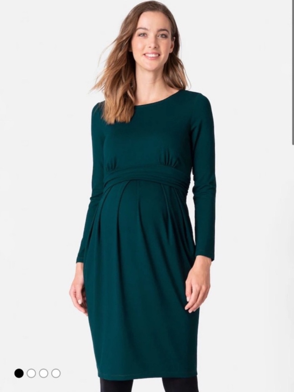 Long Sleeve Emerald Green Maternity Dress